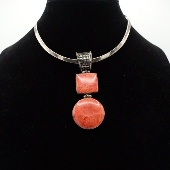Vintage Sterling Silver Large Coral Pendant BOHEMIAN INSPIRED 🙌🏻✨⏰💭🤝⌛️ - Picture 6 of 16